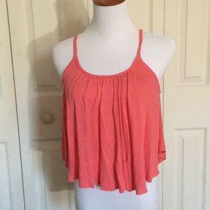 coral/peach crop top spaghetti strap